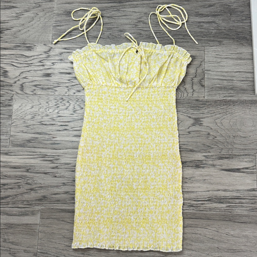 Polly Yellow and White Mini Dress